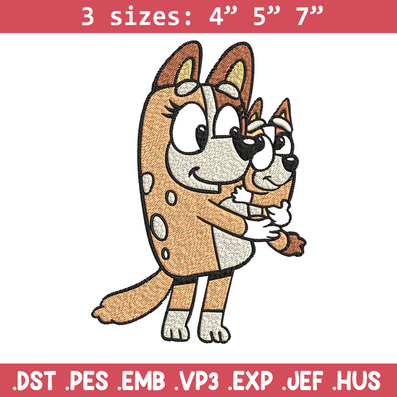 Bingo and her Mum Embroidery, Bluey Embroidery, Embroidery File, cartoon shirt, cartoon design, Digital download..jpg