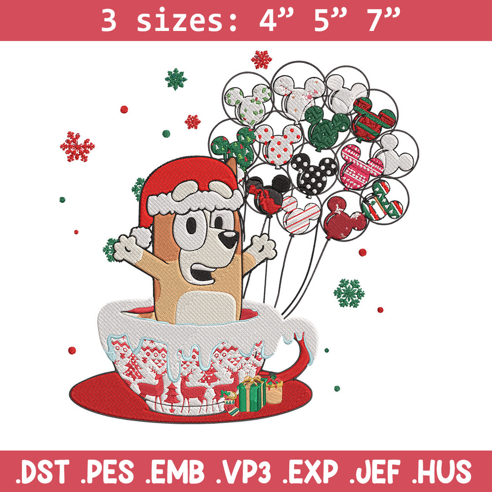 Bingo chrismas Embroidery Design, Bluey Embroidery, Embroidery File, Chrismas Embroidery, Anime shirt, Digital download.jpg