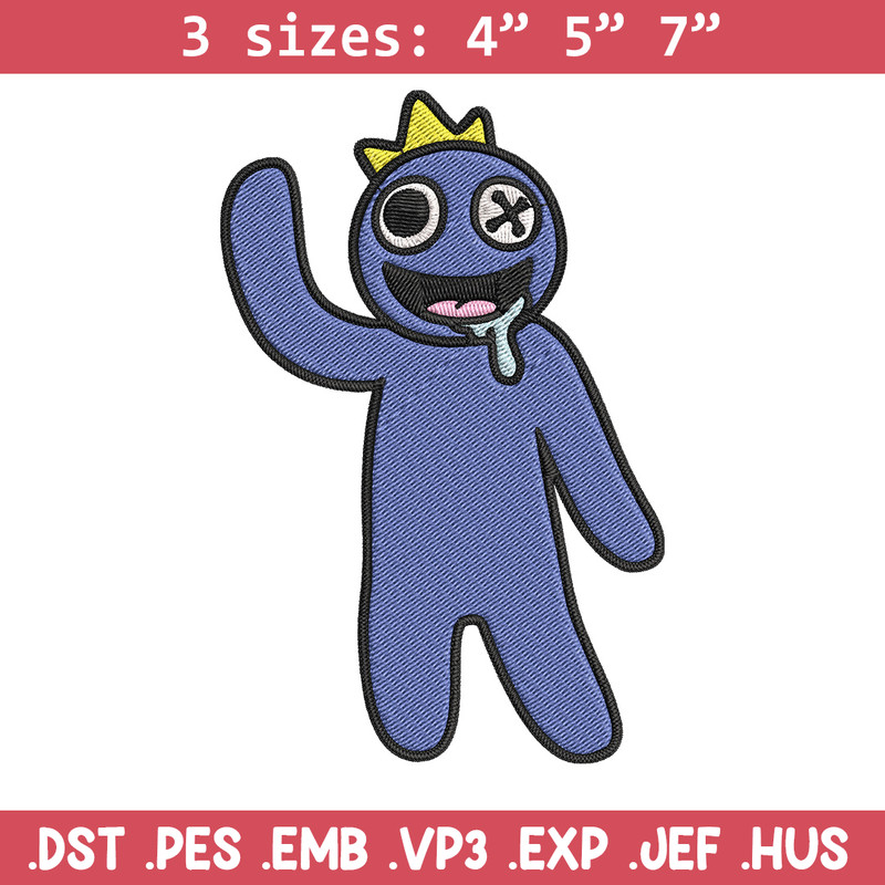 Blue Rainbow Embroidery Design, Rainbow Friends Embroidery, Embroidery File, Anime Embroidery, Digital download..jpg