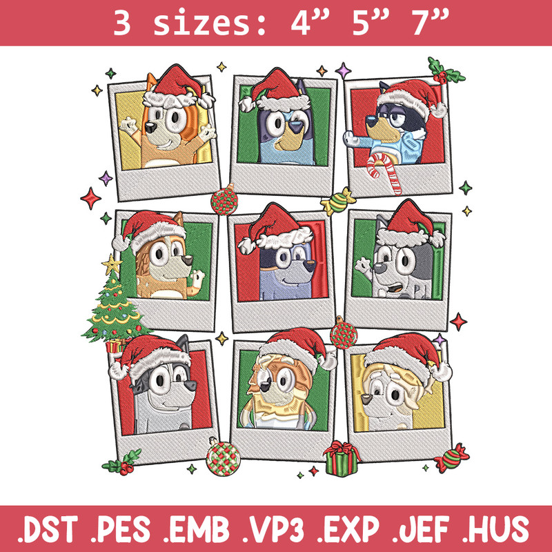 Bluey chrismas Embroidery Design, Bluey Embroidery, Embroidery File, Anime Embroidery, Anime shirt, Digital download.jpg