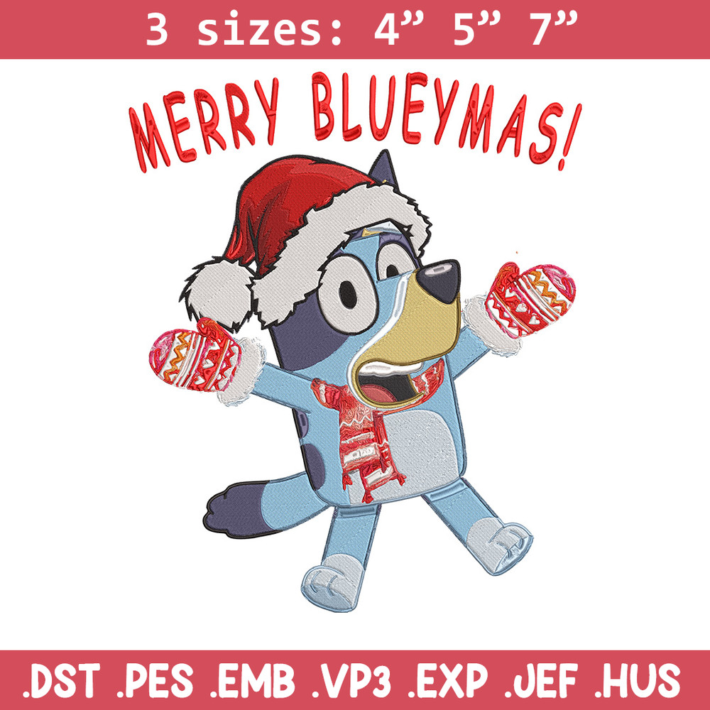 Bluey chrismas Embroidery Design, Bluey Embroidery, Embroidery File,Chrismas Embroidery, Anime shirt, Digital download.jpg