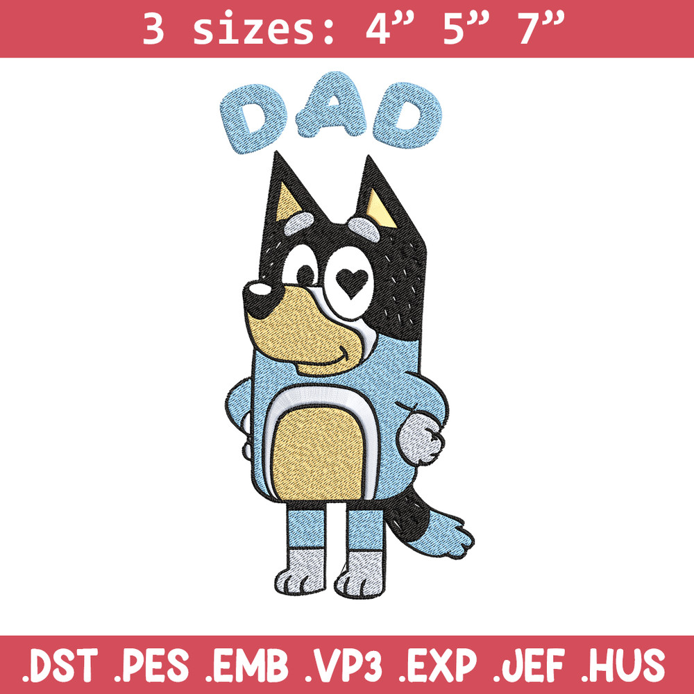 Bluey Dad Embroidery, Bandit Heeler Embroidery, Embroidery File, cartoon design, cartoon shirt, Digital download..jpg