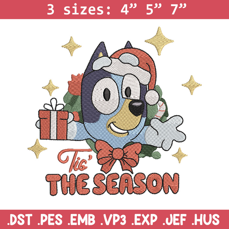 Bluey gift embroidery design, Bluey embroidery, Chrismas design, Embroidery file, Embroidery shirt, Digital download.jpg