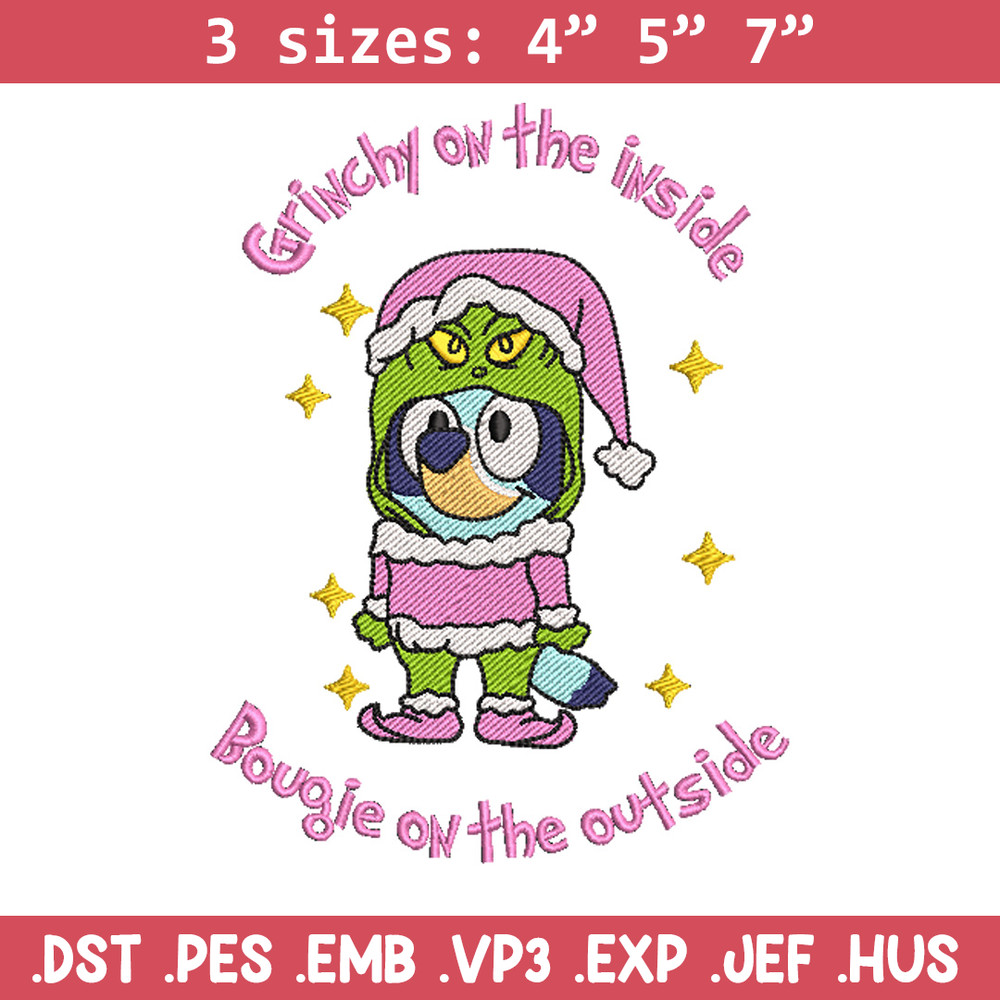Bluey grinchy embroidery design, Bluey embroidery, Chrismas design, Embroidery file, Embroidery shirt,Digital download.jpg