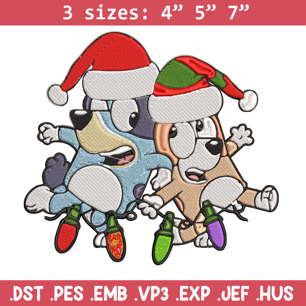 Bluey x Bingo Embroidery Design, Bluey Embroidery, Embroidery File, Chrismas Embroidery, Anime shirt, Digital download..jpg