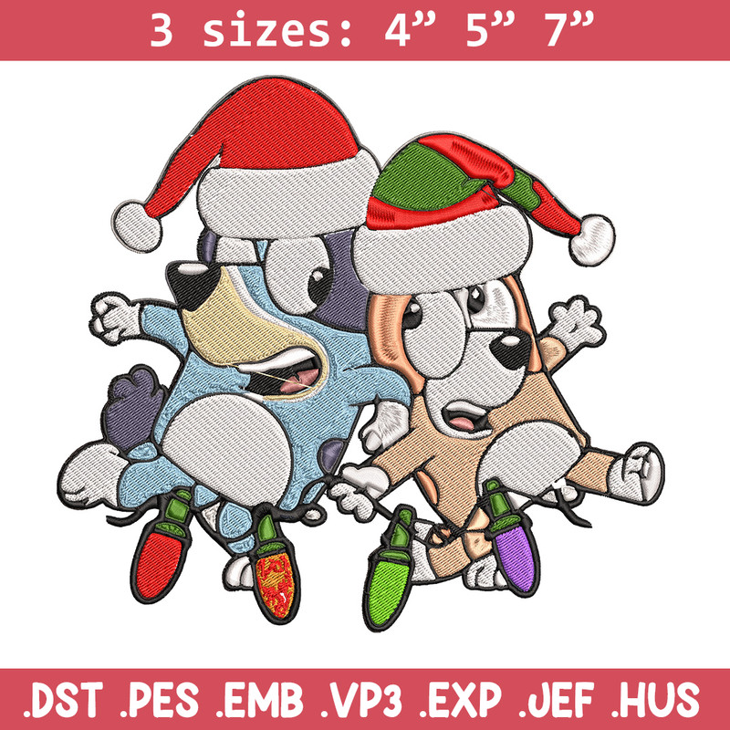 Bluey x Bingo Embroidery Design, Bluey Embroidery, Embroidery File, Chrismas Embroidery, Anime shirt, Digital download..jpg