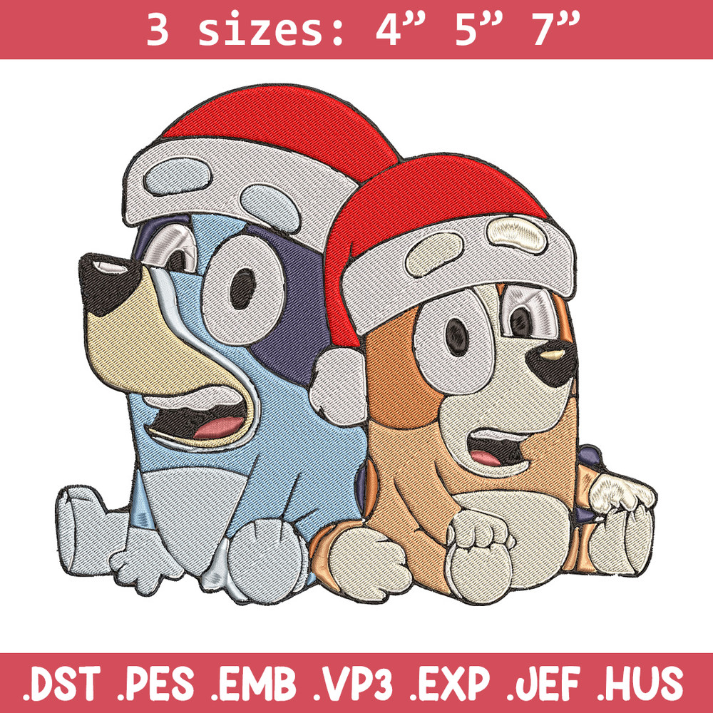 Bluey x Bingo Embroidery Design, Bluey Embroidery, Embroidery File, Chrismas Embroidery, Anime shirt, Digital download.jpg