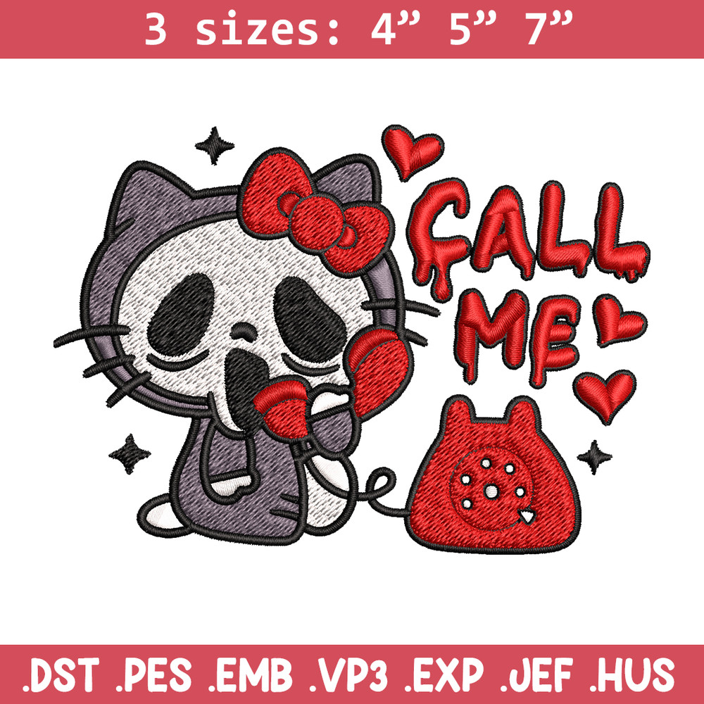 Call Me Scream Hello Kitty Embroidery design, Hallokitty Embroidery, cartoon design, Embroidery File, Digital download..jpg