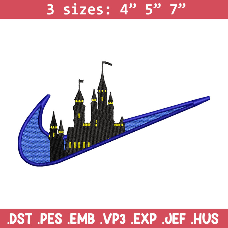 Castle Nike embroidery design, Castle embroidery, nike design, embroidery file, logo shirt, Digital download.jpg