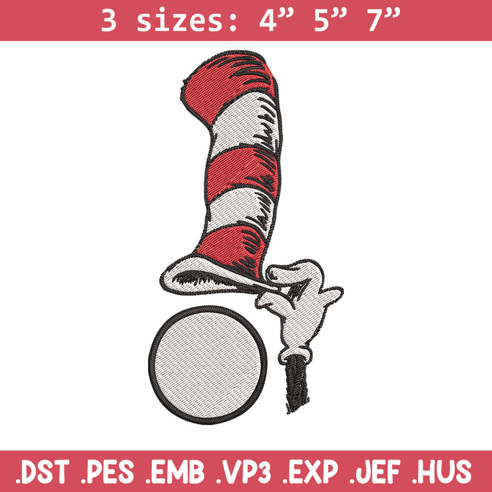 Cat In The Hat Embroidery Design, Cat In The Hat Embroidery, Embroidery File, logo shirt, Digital download.jpg