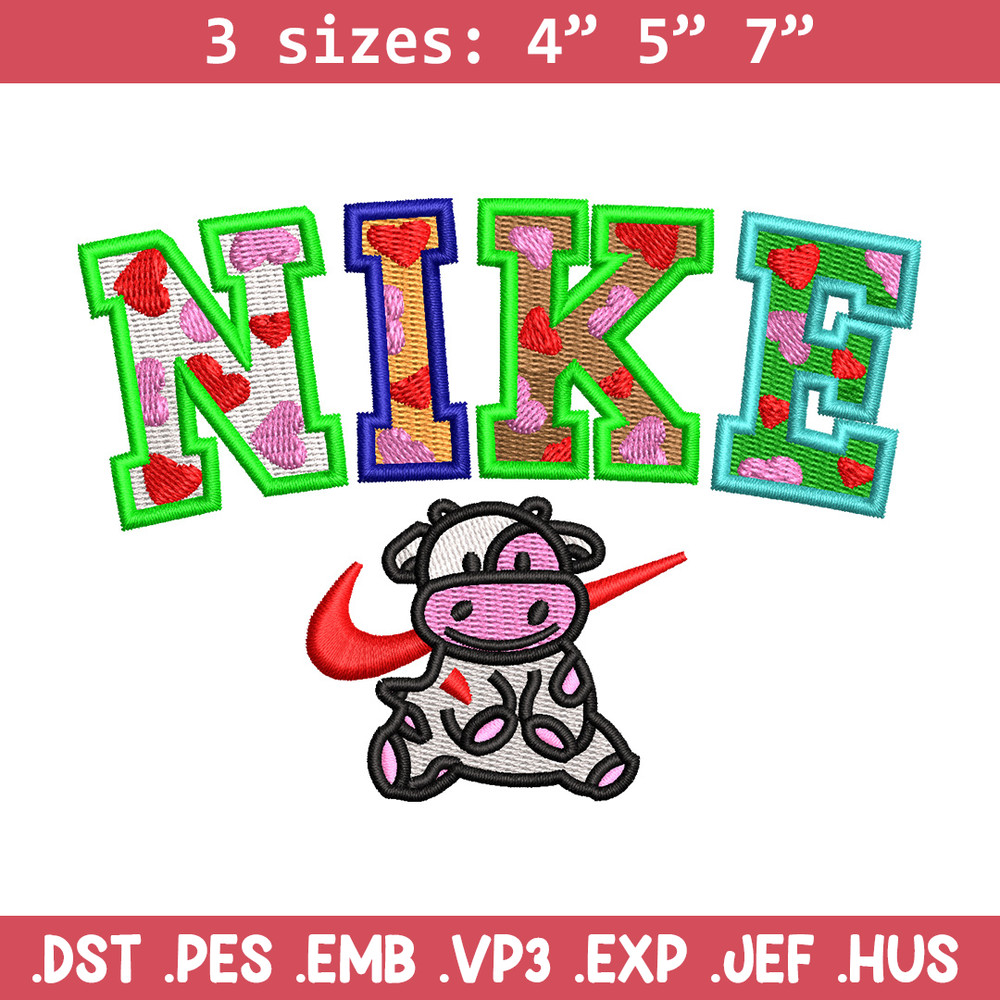 Cow color x nike embroidery design, Cow embroidery, Nike design, Embroidery shirt, Embroidery file, Digital download.jpg