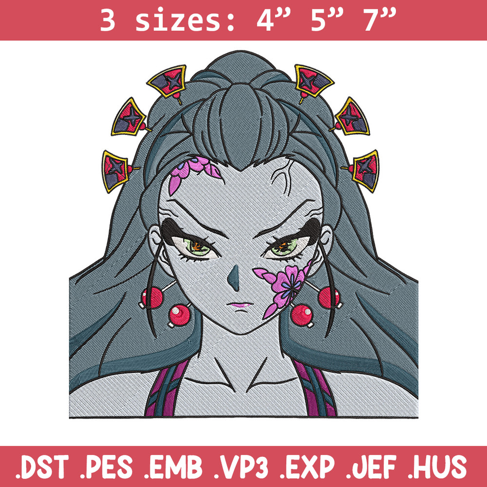 Daki face Embroidery Design, Demon slayer Embroidery, Embroidery File, Anime Embroidery, Anime shirt, Digital download.jpg