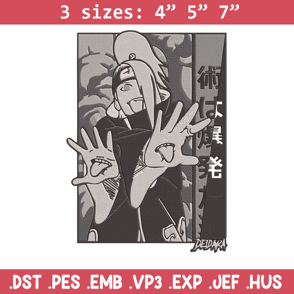 Deidara poster Embroidery Design, Naruto Embroidery, Embroidery File, Anime Embroidery, Anime shirt, Digital download.jpg