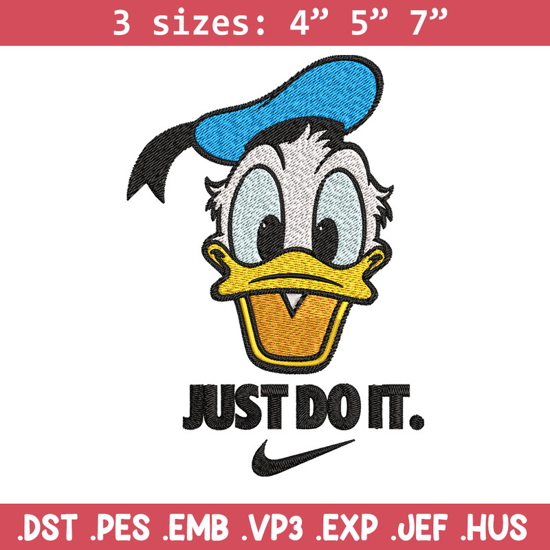 Donald Duck Nike Embroidery design, Donald Duck cartoon Embroidery, Nike design, Embroidery file, Instant download..jpg