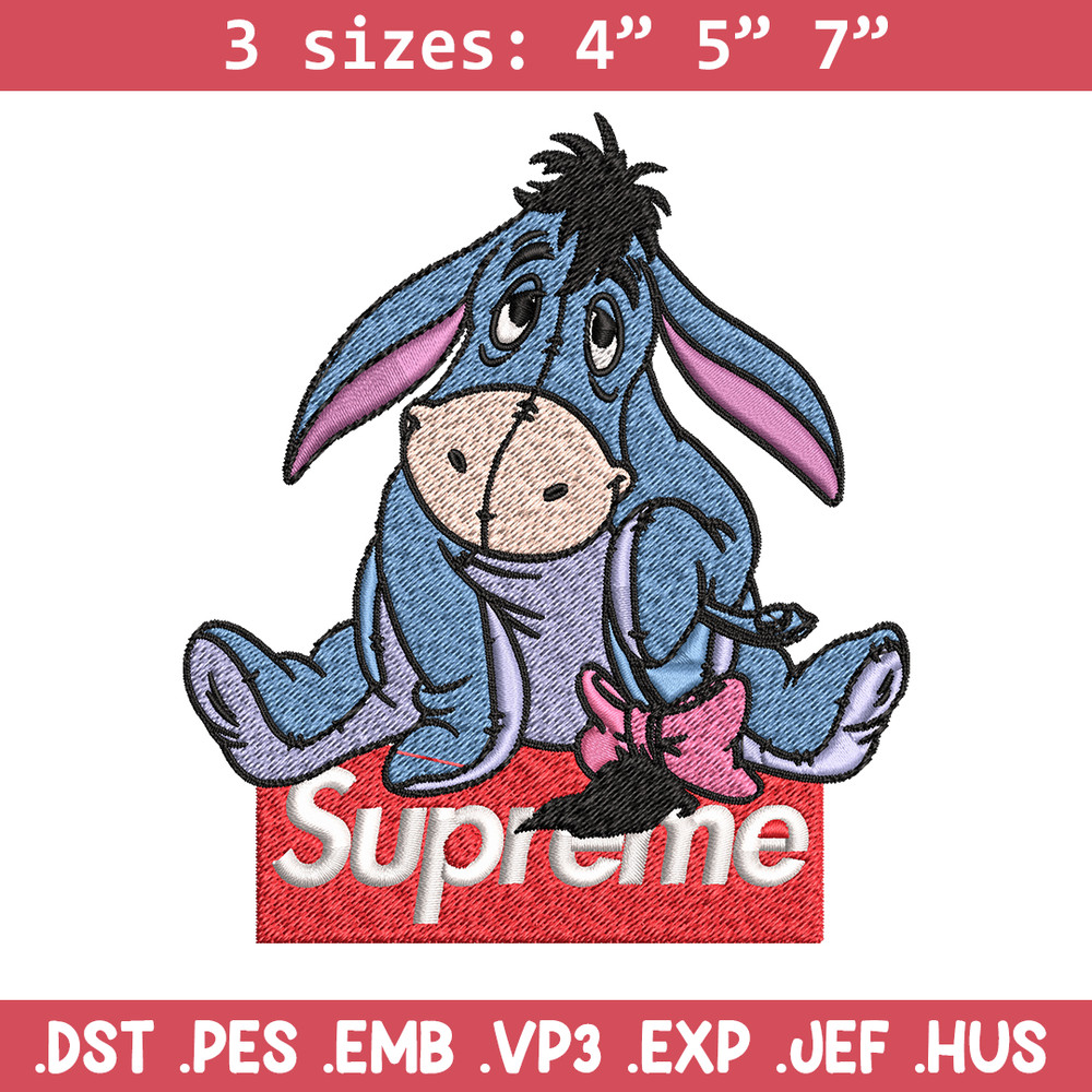 Eeyore Supreme Embroidery design, Eeyore Supreme Embroidery, cartoon design, Embroidery File, Instant download..jpg