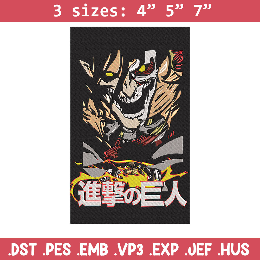 Eren poster Embroidery Design, Aot Embroidery, Embroidery File, Anime Embroidery, Anime shirt, Digital download..jpg
