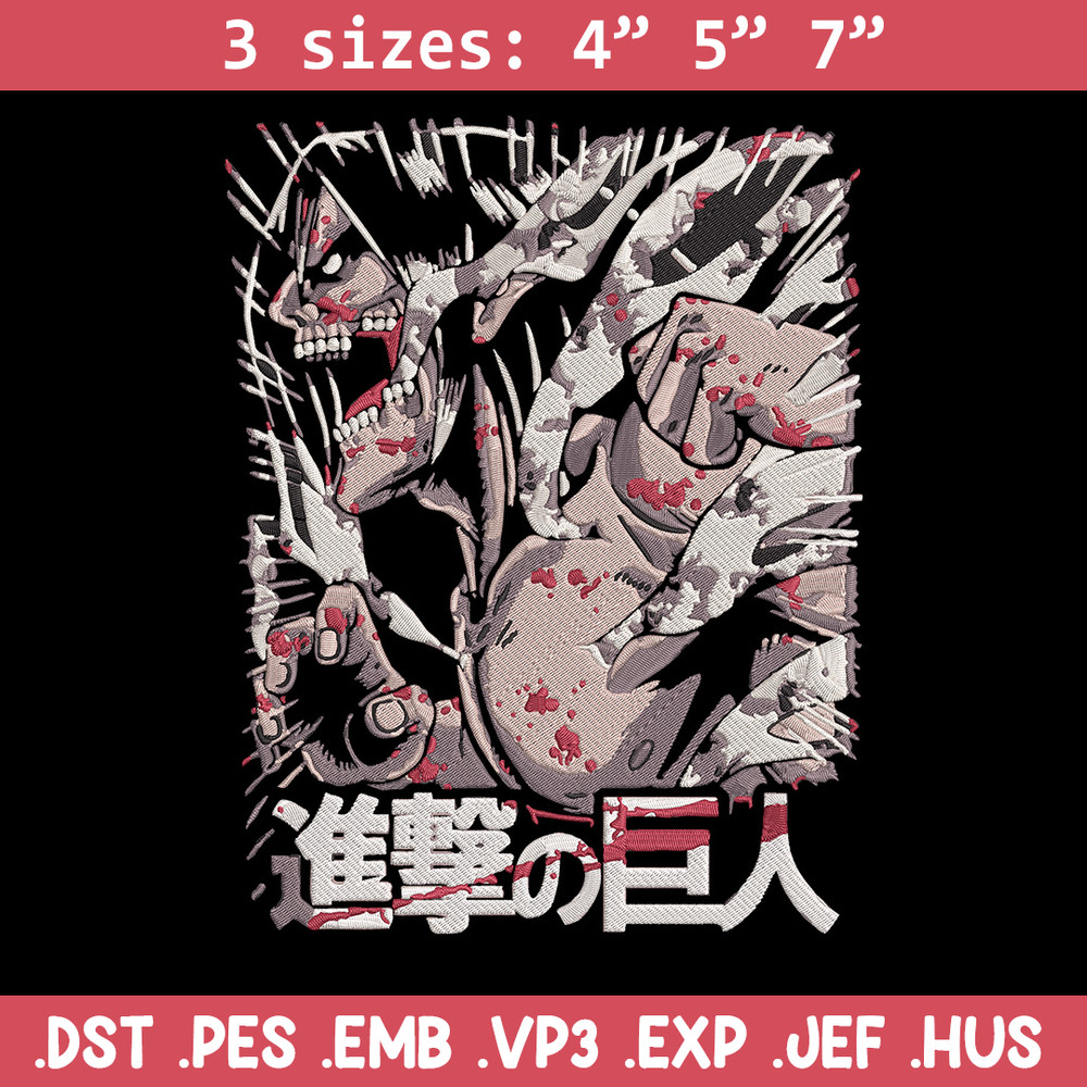 Eren titan Embroidery Design, Aot Embroidery, Embroidery File, Anime Embroidery, Anime shirt, Digital download..jpg