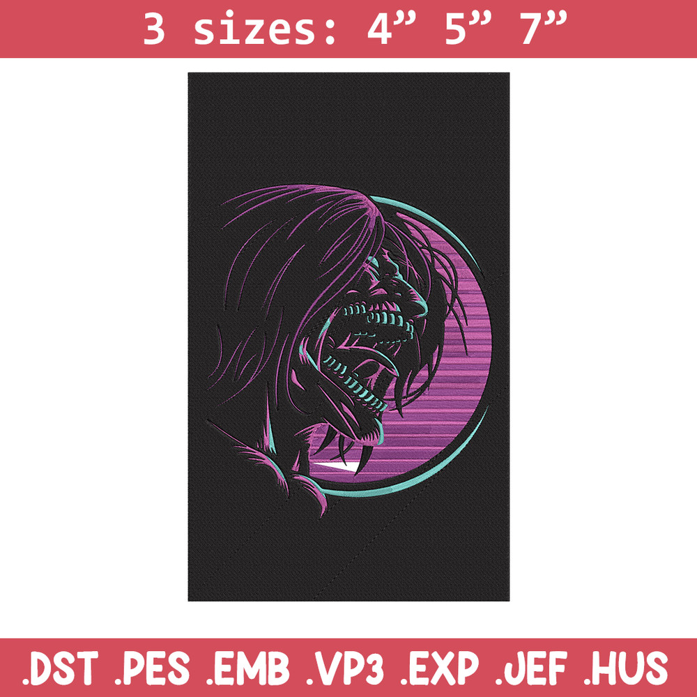 Eren titan poster Embroidery Design, Aot Embroidery, Embroidery File, Anime Embroidery,Anime shirt, Digital download.jpg