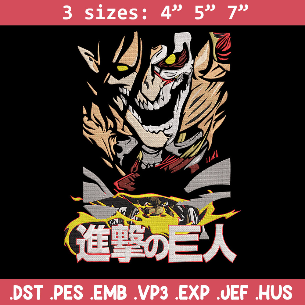 Eren titan poster Embroidery Design, Aot Embroidery,Embroidery File, Anime Embroidery, Anime shirt, Digital download.jpg