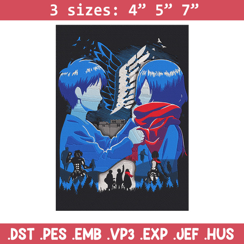 Eren x mikasa Embroidery Design, Aot Embroidery,Embroidery File, Anime Embroidery, Anime shirt, Digital download.jpg