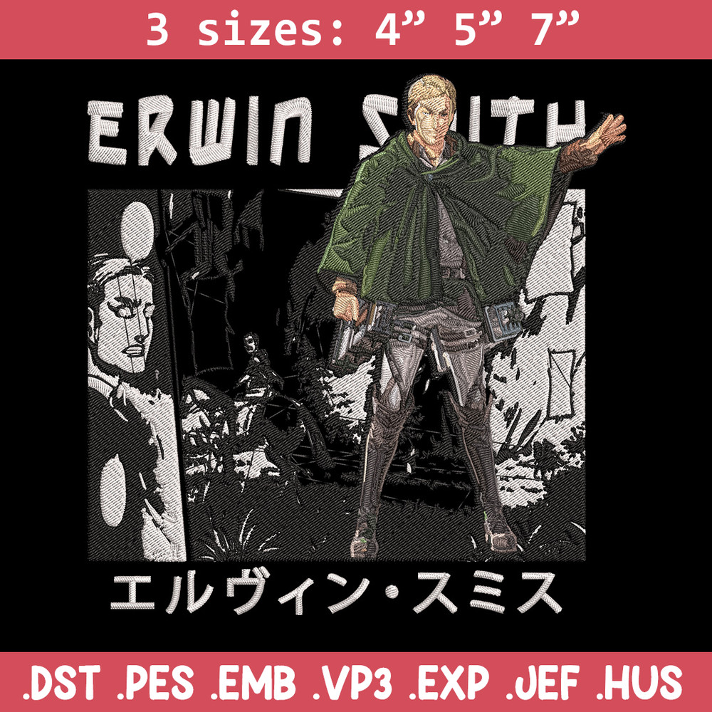 Erwin Smith Embroidery Design, Aot Embroidery, Embroidery File, Anime Embroidery, Anime shirt, Digital download.jpg