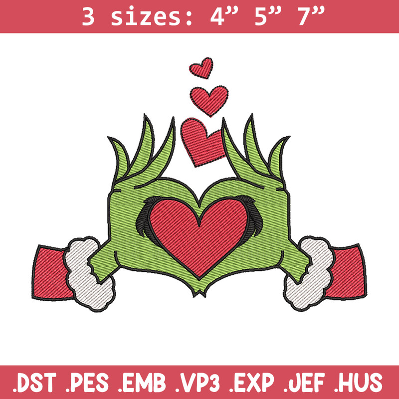 Grinch love embroidery design, Grinch embroidery, Chrismas design, Embroidery shirt, Embroidery file, Digital download.jpg
