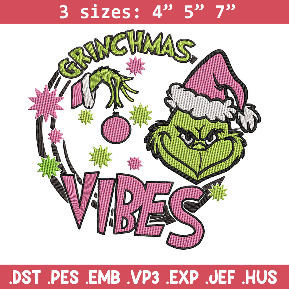 Grinchmas vibes Embroidery Design, Grinch Embroidery, Embroidery File,Chrismas Embroidery, Anime shirt, Digital download.jpg