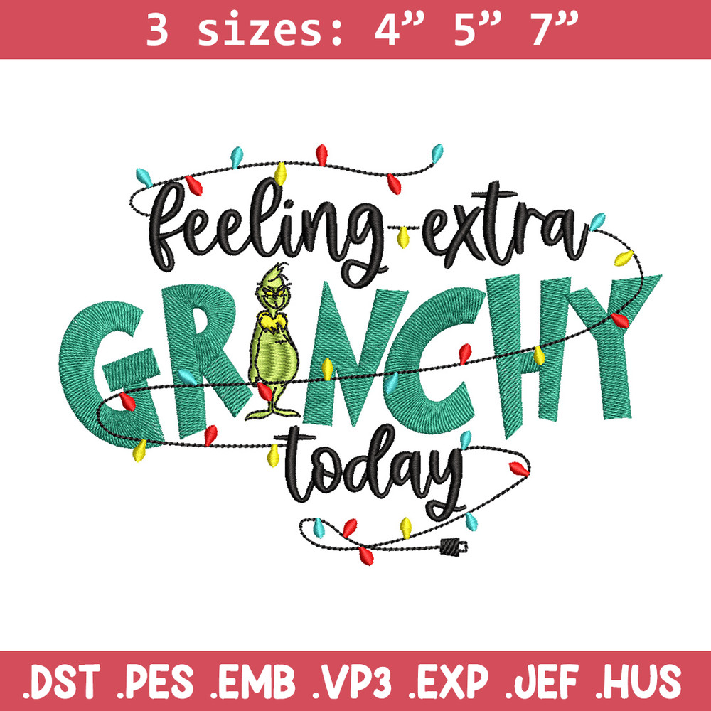 Grinchy today embroidery design,Grinch embroidery, Chrismas design, Embroidery shirt, Embroidery file, Digital download..jpg