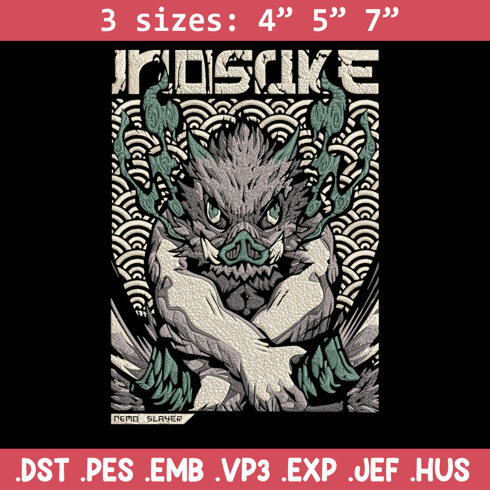 Inosuka poster Embroidery Design, Demon slayer Embroidery,Embroidery File,Anime Embroidery,Anime shirt,Digital download.jpg