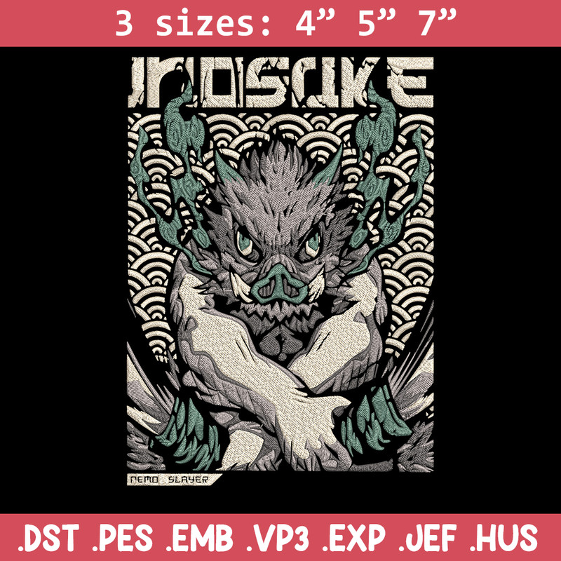 Inosuka poster Embroidery Design, Demon slayer Embroidery,Embroidery File,Anime Embroidery,Anime shirt,Digital download.jpg