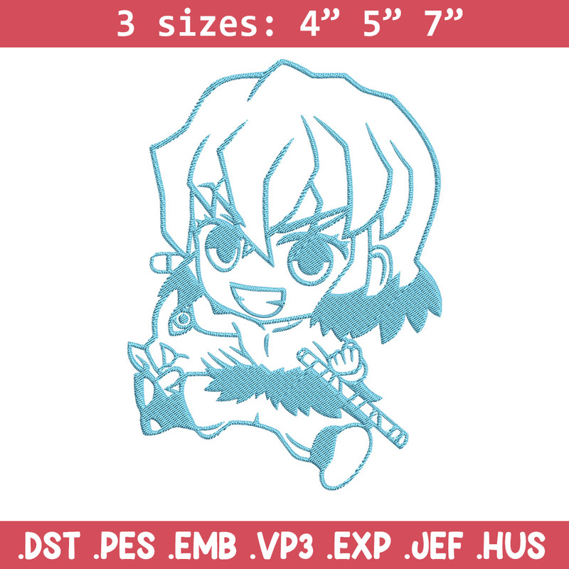 Inosuke chibi Embroidery Design,Demon slayer Embroidery,Embroidery File,Anime Embroidery,Anime shirt, Digital download.jpg