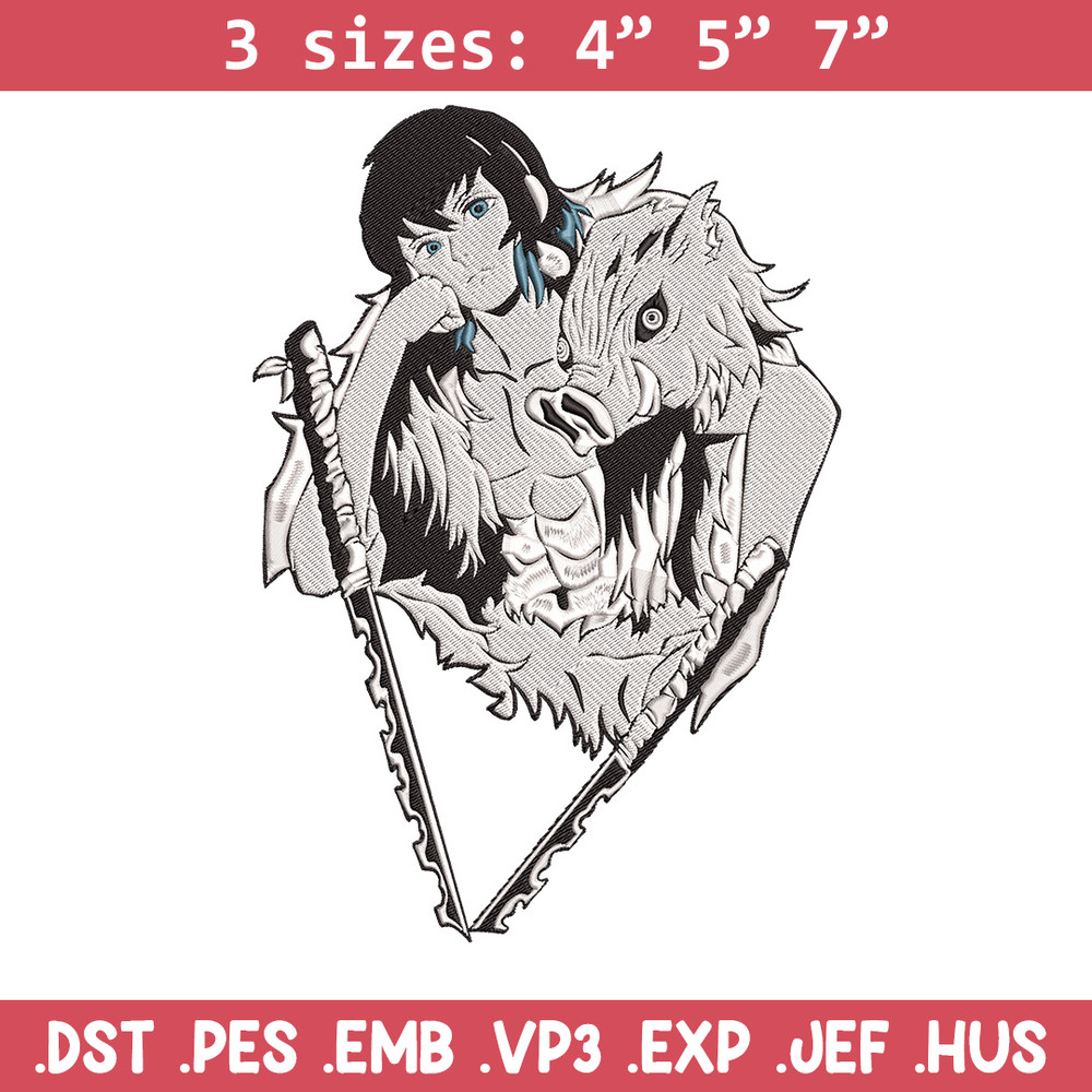 Inosuke poster Embroidery Design,Demon slayer Embroidery, Embroidery File,Anime Embroidery,Anime shirt,Digital download.jpg