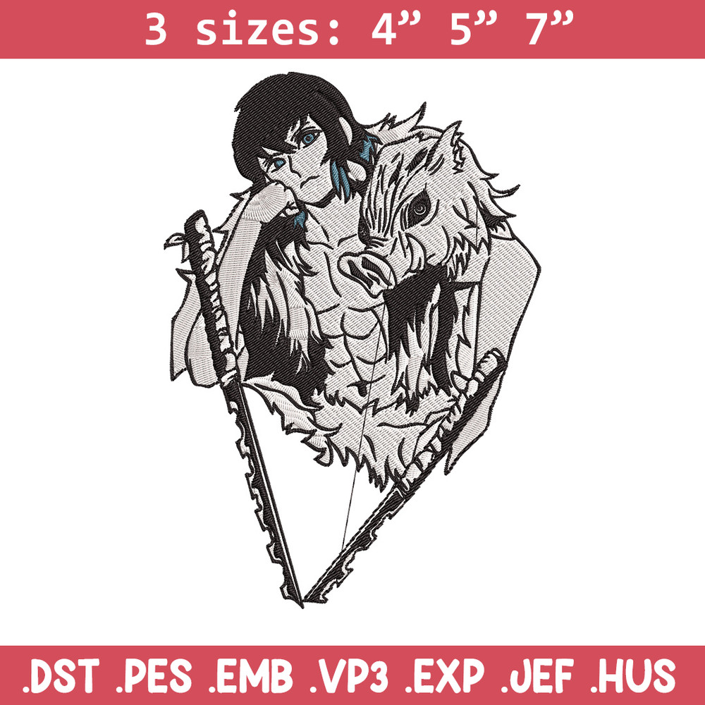 Inosuke poster Embroidery Design,Demon slayer Embroidery,Embroidery File,Anime Embroidery,Anime shirt, Digital download..jpg