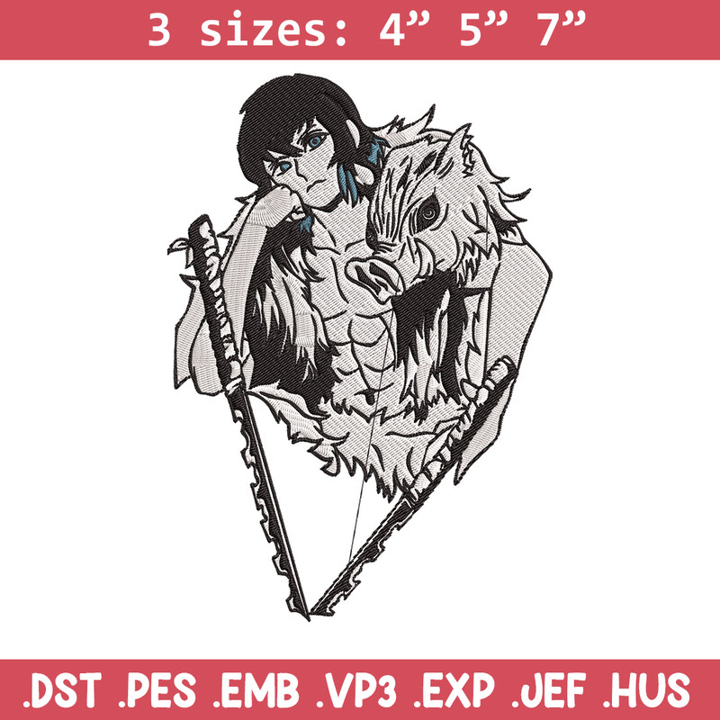 Inosuke poster Embroidery Design,Demon slayer Embroidery,Embroidery File,Anime Embroidery,Anime shirt, Digital download..jpg