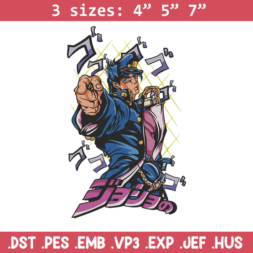 Jotaro meme Embroidery Design, Jojo Embroidery, Embroidery File, Anime Embroidery, Anime shirt, Digital download.jpg