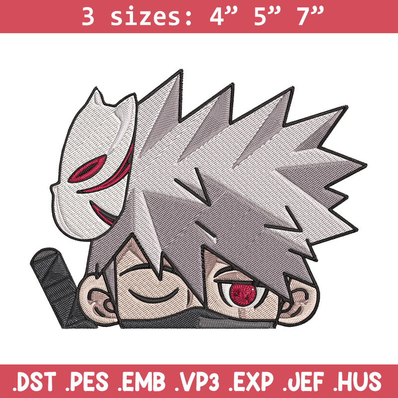 Kakashi Peeker Embroidery Design, Naruto Embroidery, Embroidery File, Anime Embroidery, Anime shirt, Digital download..jpg