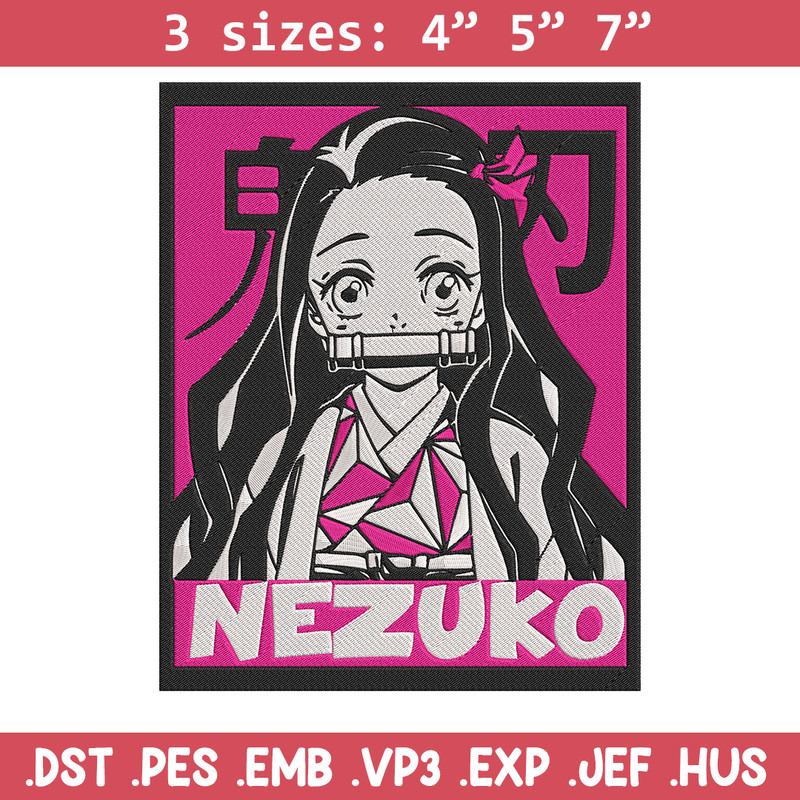Kamado nezuko poster Embroidery Design, Demon slayer Embroidery, Embroidery File, Anime Embroidery, Digital download..jpg