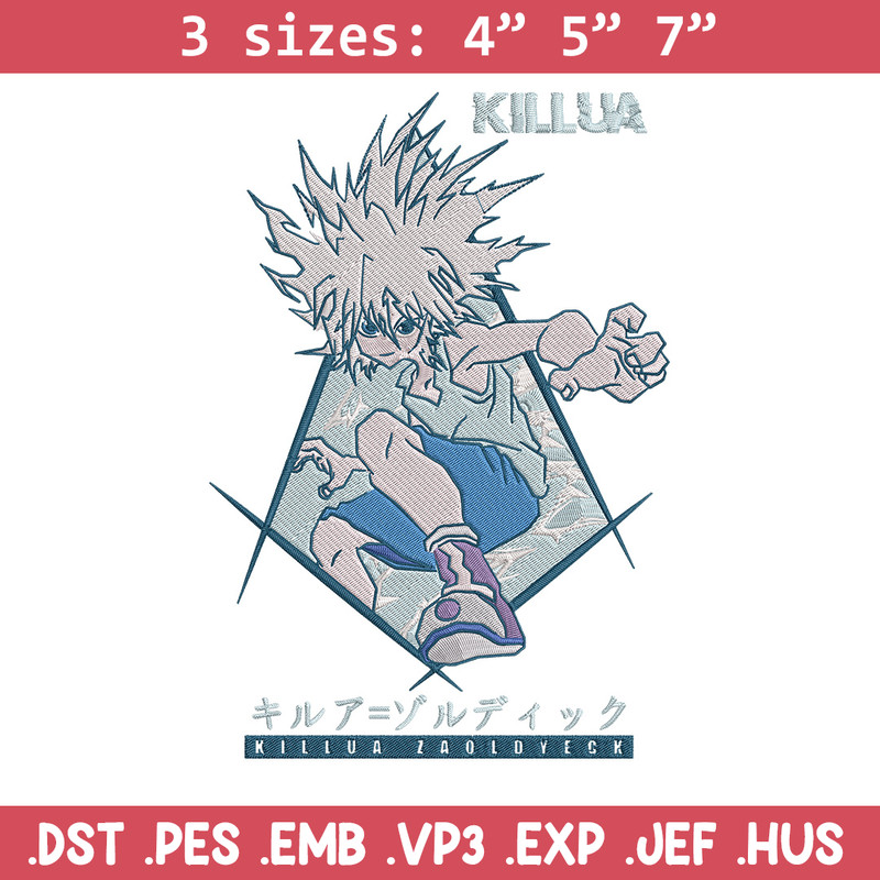 Killua Embroidery Design, Hunter x hunter Embroidery, Embroidery File, Anime Embroidery, Anime shirt, Digital download.jpg