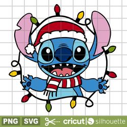 Stitch Christmas Lights Svg, Cricut Svg, Cricut Cutting Files, Christmas Svg, Christmas Lights Svg, String Lights Svg
