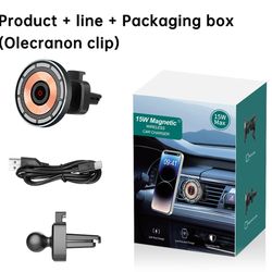 15W Magnetic Fast Car Charger Wireless Phone Stand Magnetic Mount Holder Qi Car Wireless Charger