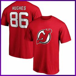 red new jersey devils jack hughes no.86 red unisex t-shirt 2d hockey fan gift