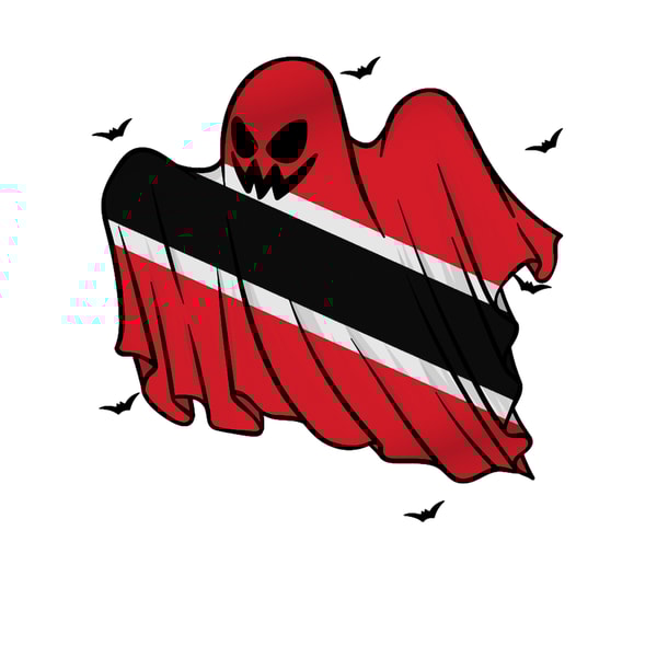 Trinidad and Tobago Spooky Ghost Flag ,Trinidad and Tobago halloween ,Trinidad and Tobago mens, funn.png