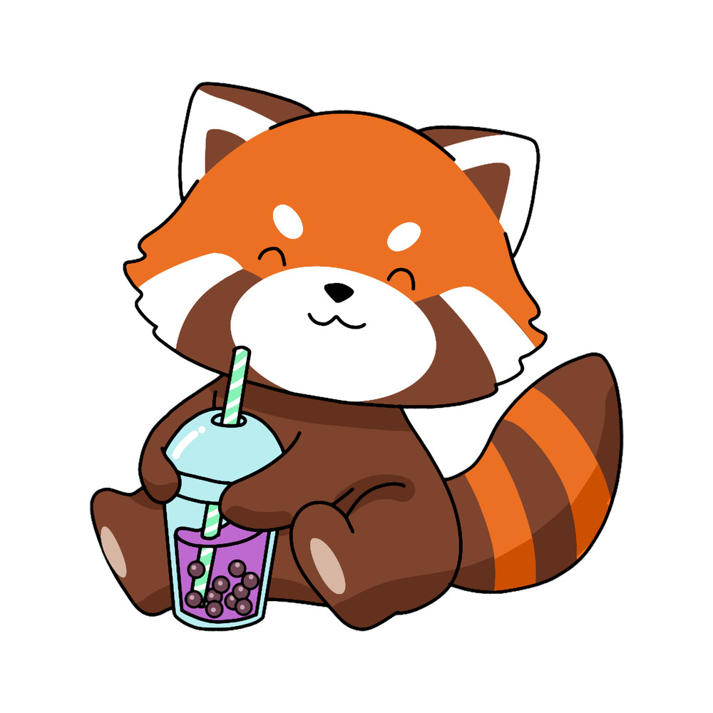 Bubble Tea Gift Girls Red Panda Boba Tea Bubble Tea .png