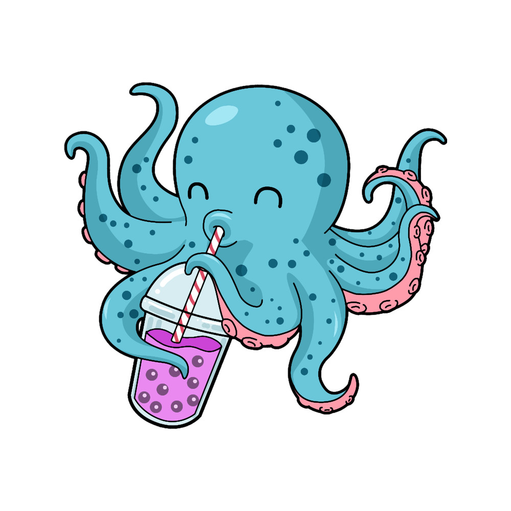 Bubble Tea Gift Kids Octopus Boba Tea Bubble Tea .png