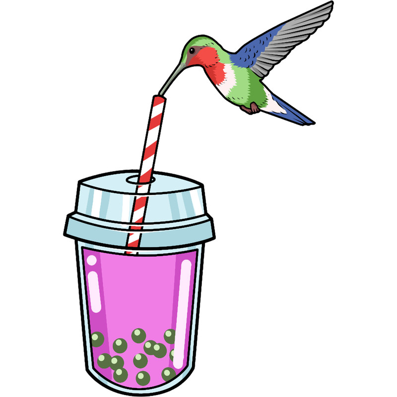 Bubble Tea Gift Women Bird Pink Boba Tea Gift Hummingbird .png
