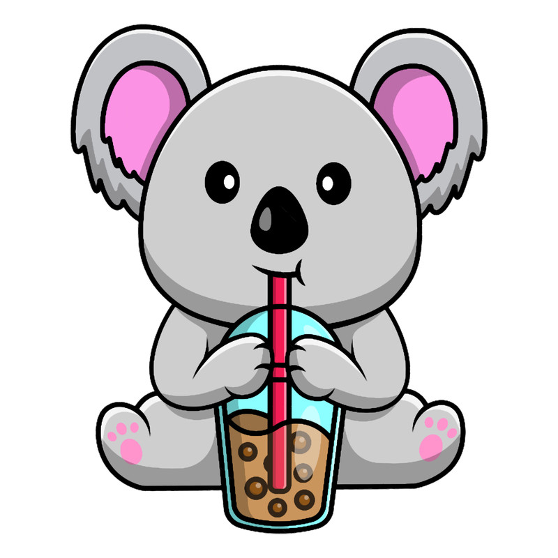 Bubble Tea Lover Cute kawaii koala .png