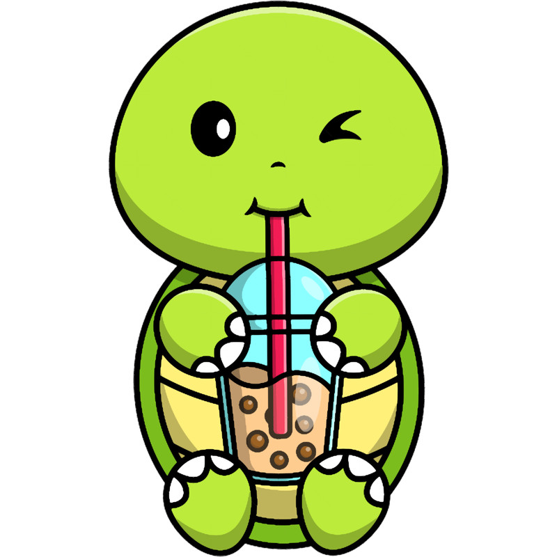 Bubble Tea LoverCute Kawaii Turtle .png