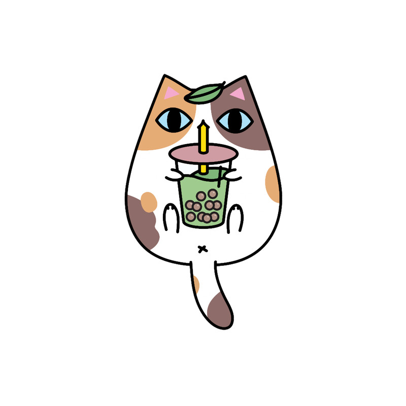 Calico Cat with Boba Tea.png