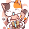 Cat Boba Tea Bubble Tea Anime Kawaii Neko .png