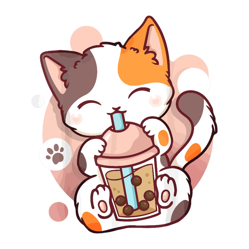Cat Boba Tea Bubble Tea Anime Kawaii Neko .png